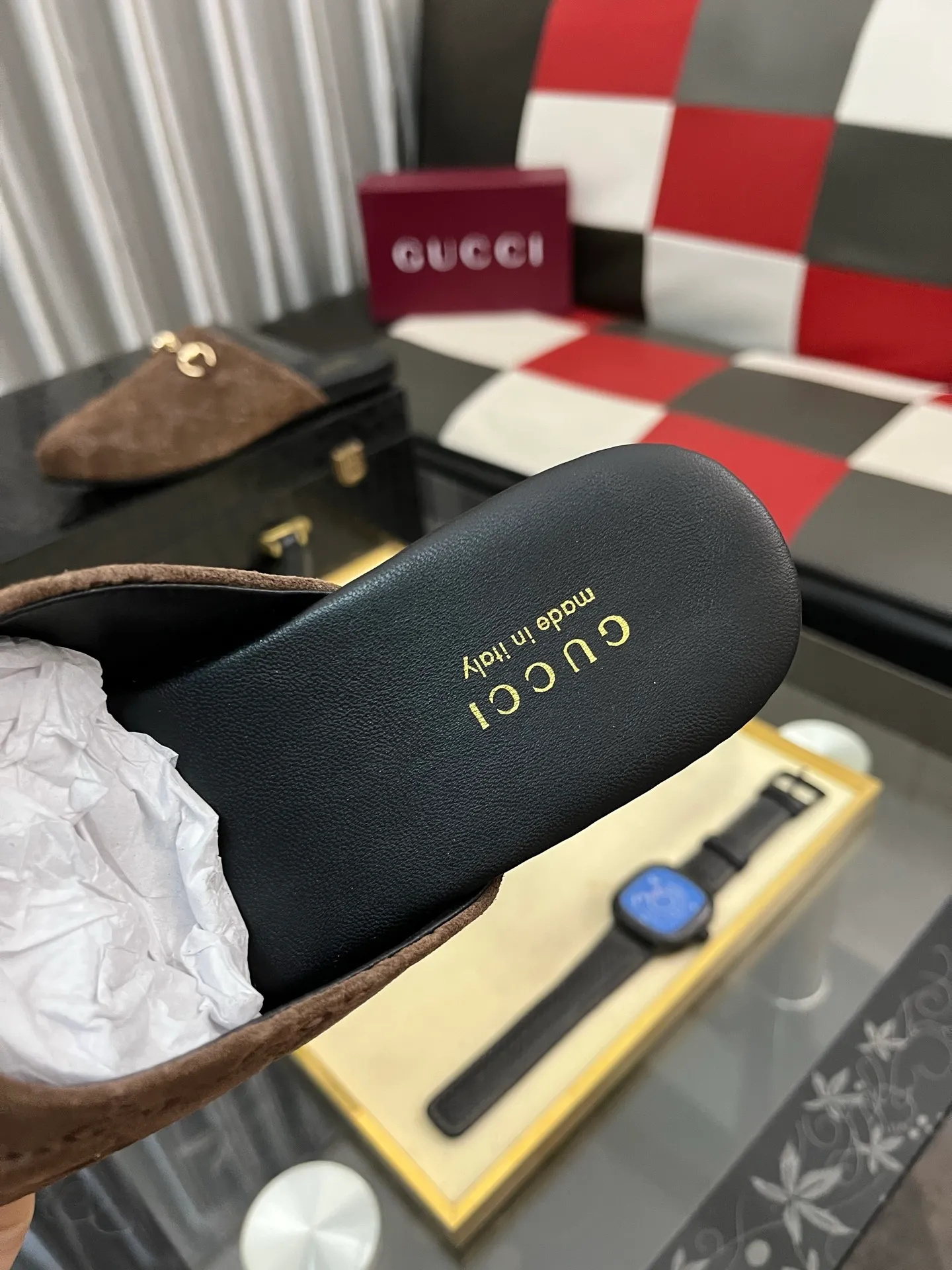 Men's shoes 💰480⌚️⌚️[Gucci] 2024 new season half-slip men's shoes, made of Italian imported first-layer frosted cowhide➕sheepskin lining, original hardware buckle, original combination wear-resistant outsole, real shot 🎬 Very comfortable on the feet, size 36-44